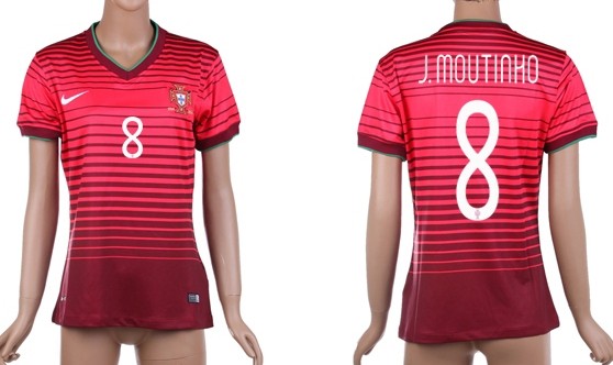 2014 World Cup Portugal #8 J.Moutinho Home Soccer AAA+ T-Shirt_Womens