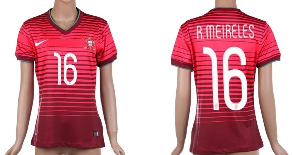 2014 World Cup Portugal #16 R.Meireles Home Soccer AAA+ T-Shirt_Womens