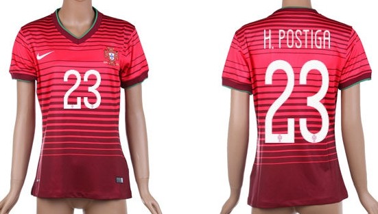 2014 World Cup Portugal #23 H.Postiga Home Soccer AAA+ T-Shirt_Womens