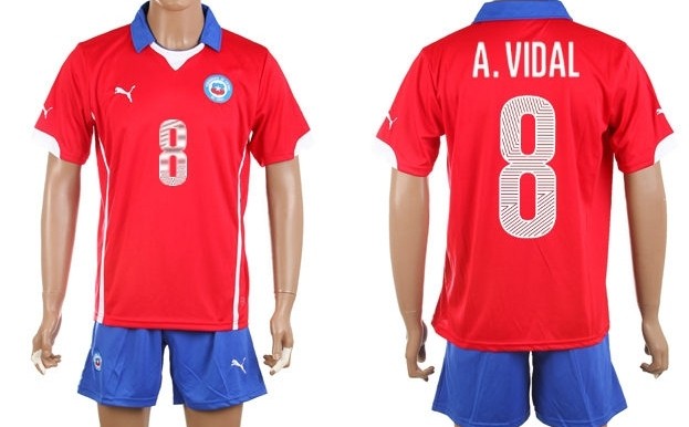 2014 World Cup Chile #8 A.Vidal Home Soccer Shirt Kit