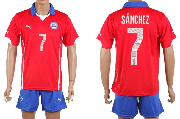 2014 World Cup Chile #7 Sanchez Home Soccer Shirt Kit
