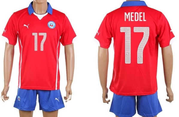 2014 World Cup Chile #17 Medel Home Soccer Shirt Kit