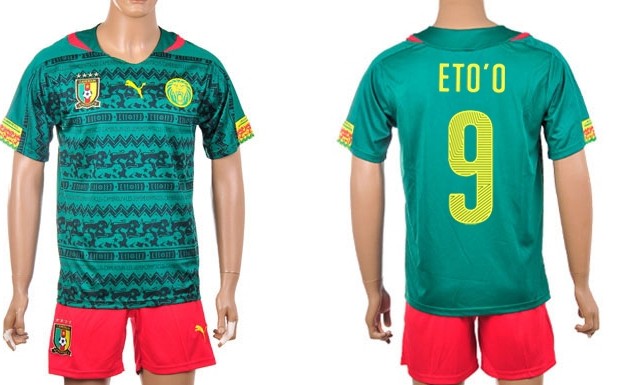 2014 World Cup Cameroon #9 Eto'O Home Soccer Shirt Kit