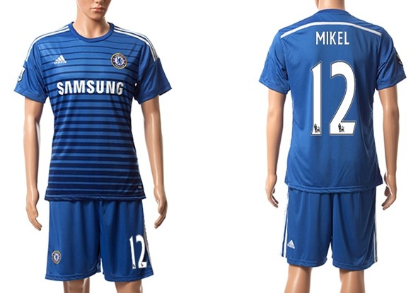 2014/15 Chelsea FC #12 Mikel Home Soccer Shirt Kit