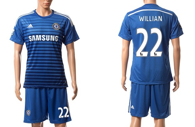 2014/15 Chelsea FC #22 Willian Home Soccer Shirt Kit