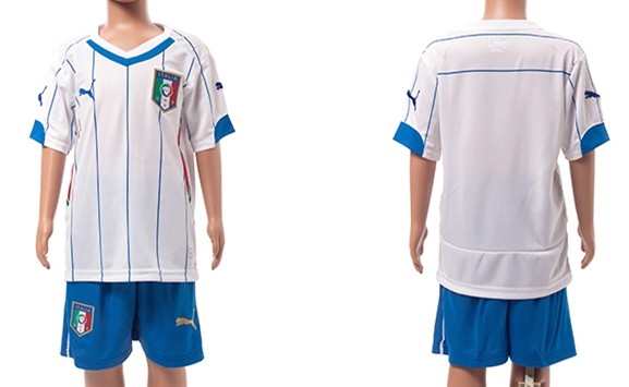 2014 World Cup Italy Blank (or Custom) Away Soccer Shirt Kit_Kids