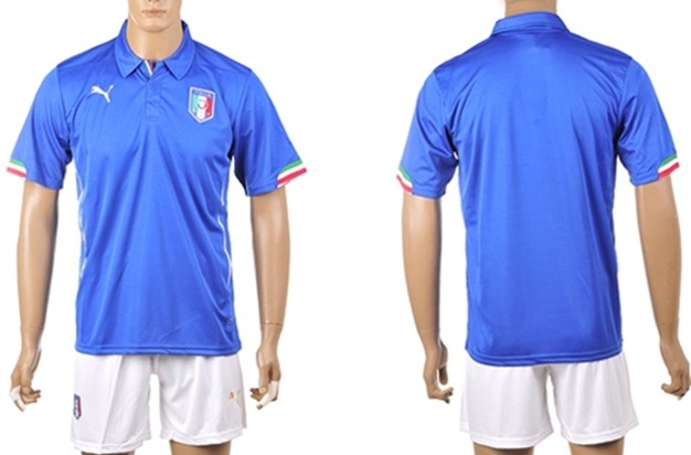 2014 World Cup Italy Blank (or Custom) Home Soccer Shirt Kit