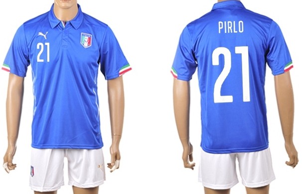 2014 World Cup Italy #21 Pirlo Home Soccer Shirt Kit