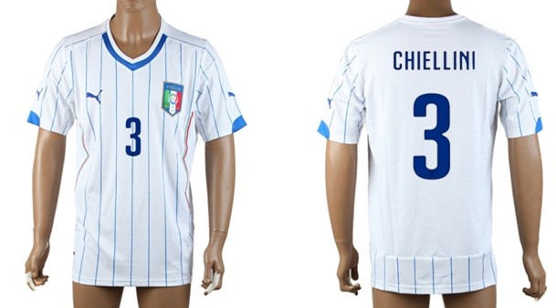 2014 World Cup Italy #3 Chiellini Away Soccer AAA+ T-Shirt