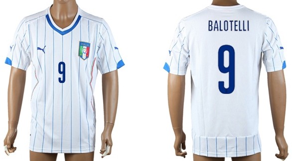 2014 World Cup Italy #9 Balotelli Away Soccer AAA+ T-Shirt