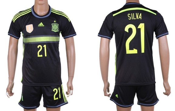 2014 World Cup Spain #21 Silva Away Soccer Shirt Kit