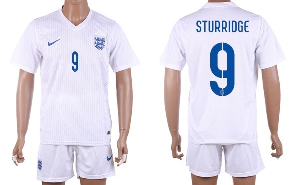 2014 World Cup England #9 Sturridge Home Soccer Shirt Kit