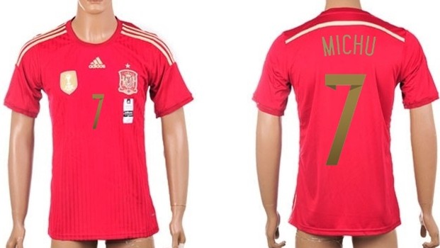 2014 World Cup Spain #7 Michu Home Soccer AAA+ T-Shirt