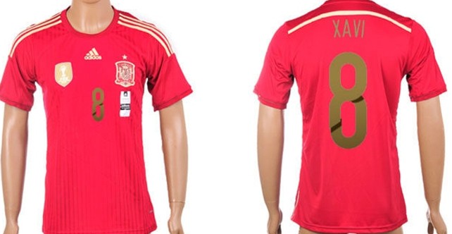 2014 World Cup Spain #8 Xavi Home Soccer AAA+ T-Shirt