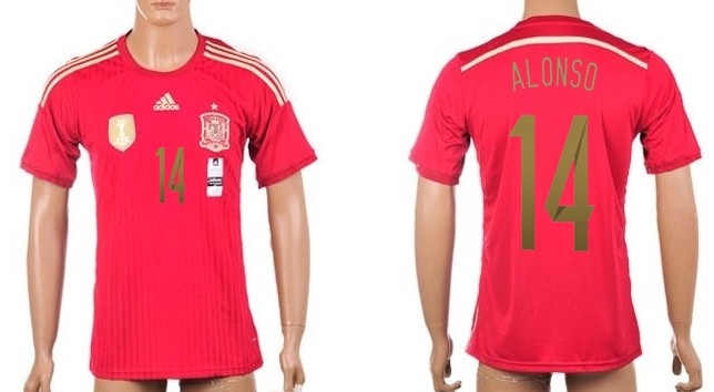 2014 World Cup Spain #14 Alonso Home Soccer AAA+ T-Shirt