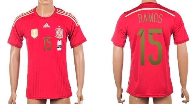 2014 World Cup Spain #15 Ramos Home Soccer AAA+ T-Shirt