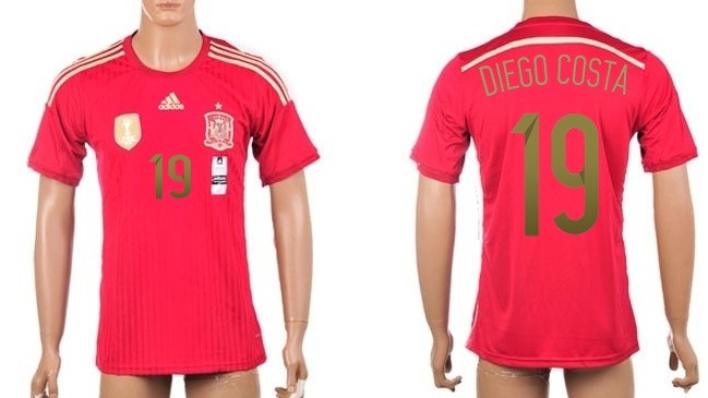 2014 World Cup Spain #19 Diego Costa Home Soccer AAA+ T-Shirt