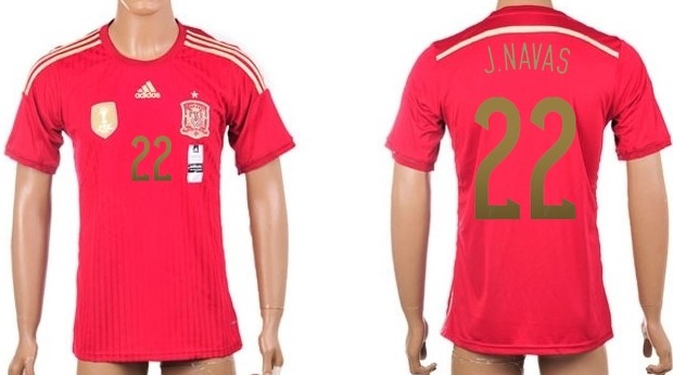 2014 World Cup Spain #22 J.Navas Home Soccer AAA+ T-Shirt