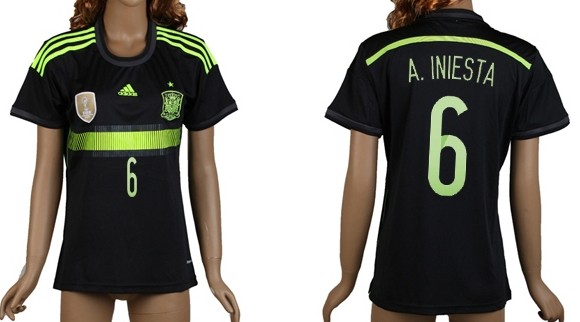 2014 World Cup Spain #6 A.Iniesta Away Soccer AAA+ T-Shirt_Womens
