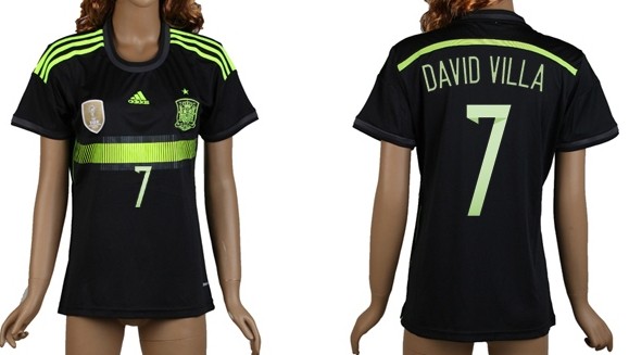 2014 World Cup Spain #7 David Villa Away Soccer AAA+ T-Shirt_Womens