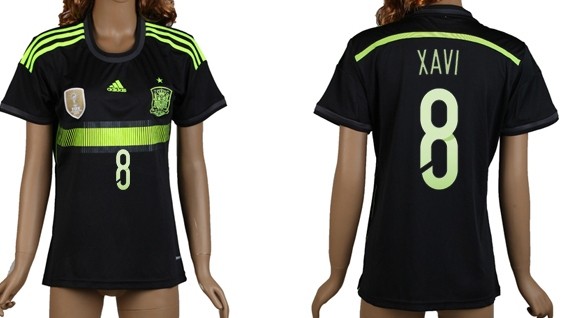 2014 World Cup Spain #8 Xavi Away Soccer AAA+ T-Shirt_Womens