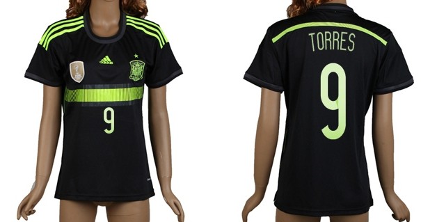 2014 World Cup Spain #9 Torres Away Soccer AAA+ T-Shirt_Womens