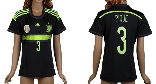 2014 World Cup Spain #3 Pique Away Soccer AAA+ T-Shirt_Womens