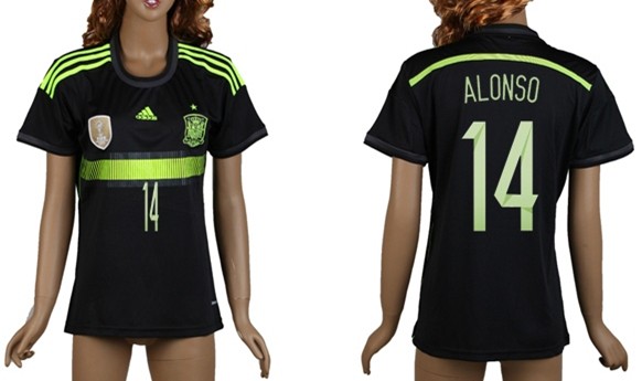 2014 World Cup Spain #14 Alonso Away Soccer AAA+ T-Shirt_Womens