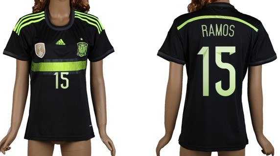 2014 World Cup Spain #15 Ramos Away Soccer AAA+ T-Shirt_Womens