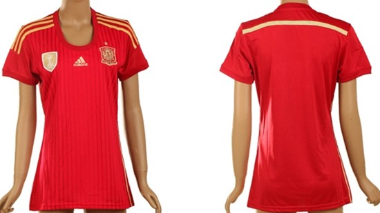 2014 World Cup Spain Blank (or Custom) Home Soccer AAA+ T-Shirt_Womens