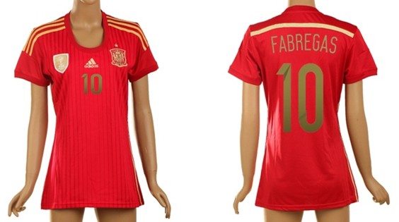 2014 World Cup Spain #10 Fabregas Home Soccer AAA+ T-Shirt_Womens
