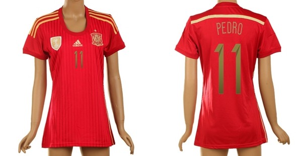 2014 World Cup Spain #11 Pedro Home Soccer AAA+ T-Shirt_Womens