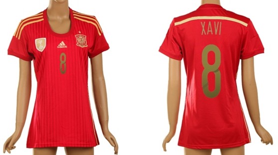 2014 World Cup Spain #8 Xavi Soccer AAA+ T-Shirt_Womens
