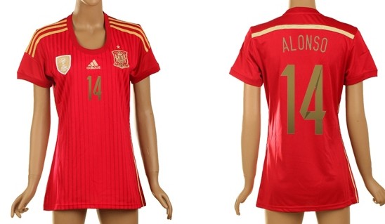 2014 World Cup Spain #14 Alonso Home Soccer AAA+ T-Shirt_Womens