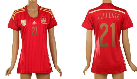 2014 World Cup Spain #21 Llorente Home Soccer AAA+ T-Shirt_Womens
