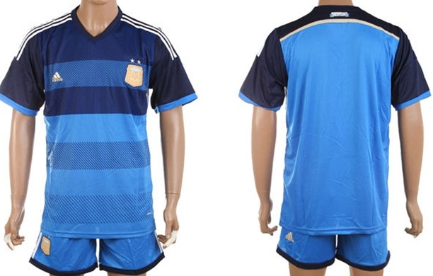 2014 World Cup Argentina Blank (or Custom) Away Soccer Shirt Kit