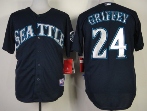 Seattle Mariners #24 Ken Griffey 2014 Navy Blue Jersey