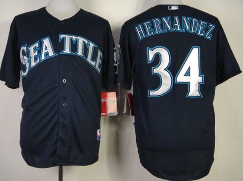 Seattle Mariners #34 Felix Hernandez 2014 Navy Blue Jersey