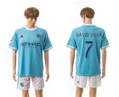 2015-16 New York City FC #7 David Villa Home Soccer Shirt Kit