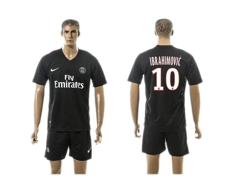 2015-16 Paris Saint-Germain UCL Away Black Third Jersey #10 Ibrahimovic