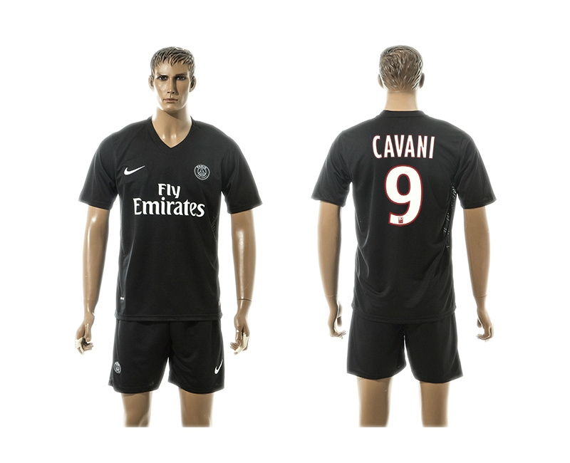2015-16 Paris Saint-Germain UCL Away Black Third Jersey #9 Cavani