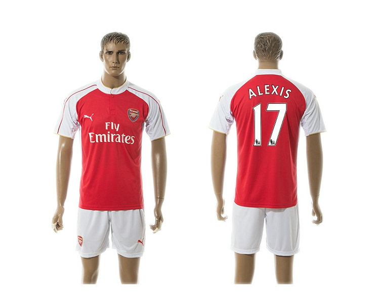 2015-2016 Arsenal Soccer Jersey Uniform Red Short Sleeves #17 ALEXIS