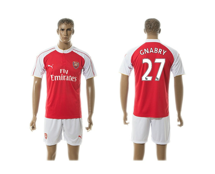 2015-2016 Arsenal Soccer Jersey Uniform Red Short Sleeves #27 GNABRY