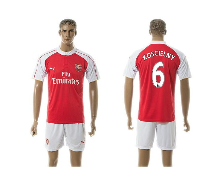 2015-2016 Arsenal Soccer Jersey Uniform Red Short Sleeves #6 KOSCIELNY