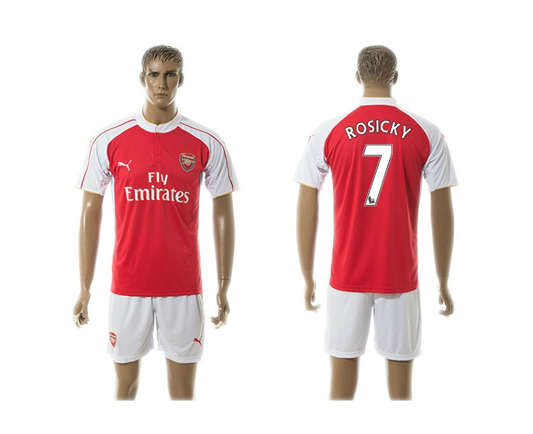 2015-2016 Arsenal Soccer Jersey Uniform Red Short Sleeves #7 ROSICKY