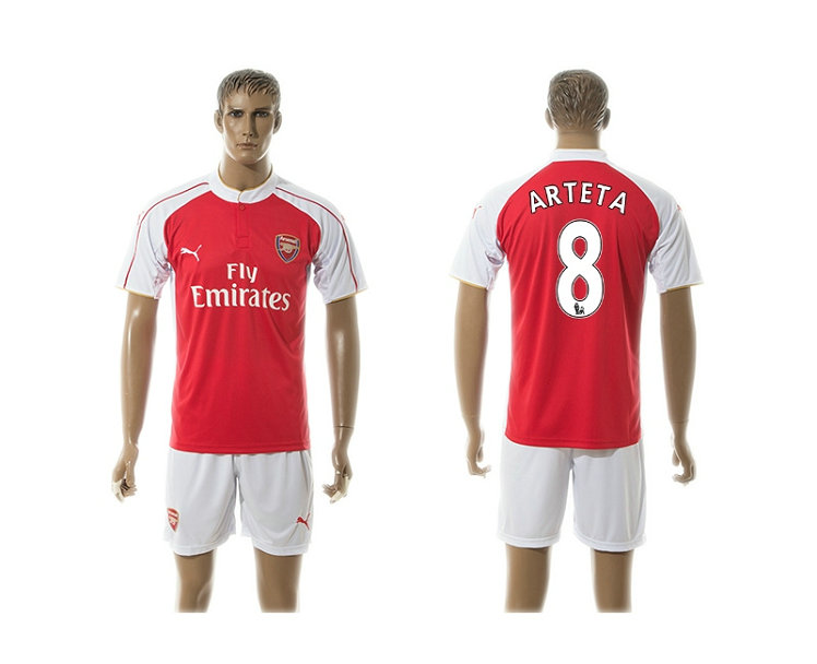 2015-2016 Arsenal Soccer Jersey Uniform Red Short Sleeves #8 ARTETA