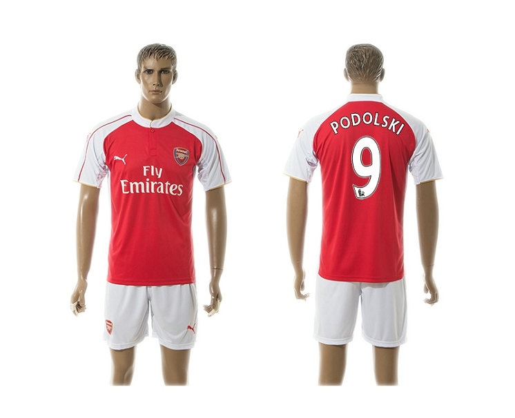 2015-2016 Arsenal Soccer Jersey Uniform Red Short Sleeves #9 PODOLSKI