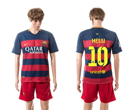 2015-2016 Barcelona Soccer Uniform Jersey Short Sleeves #10 MESSI