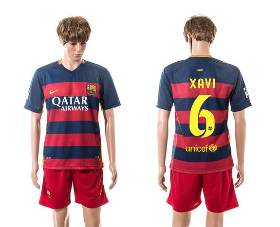 2015-2016 Barcelona Soccer Uniform Jersey Short Sleeves #6 XAVI