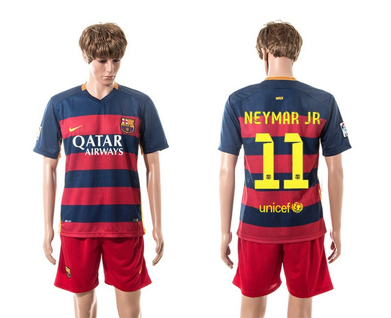2015-2016 Barcelona Soccer Uniform Jersey Short Sleeves Home #11 NEYMAR JR